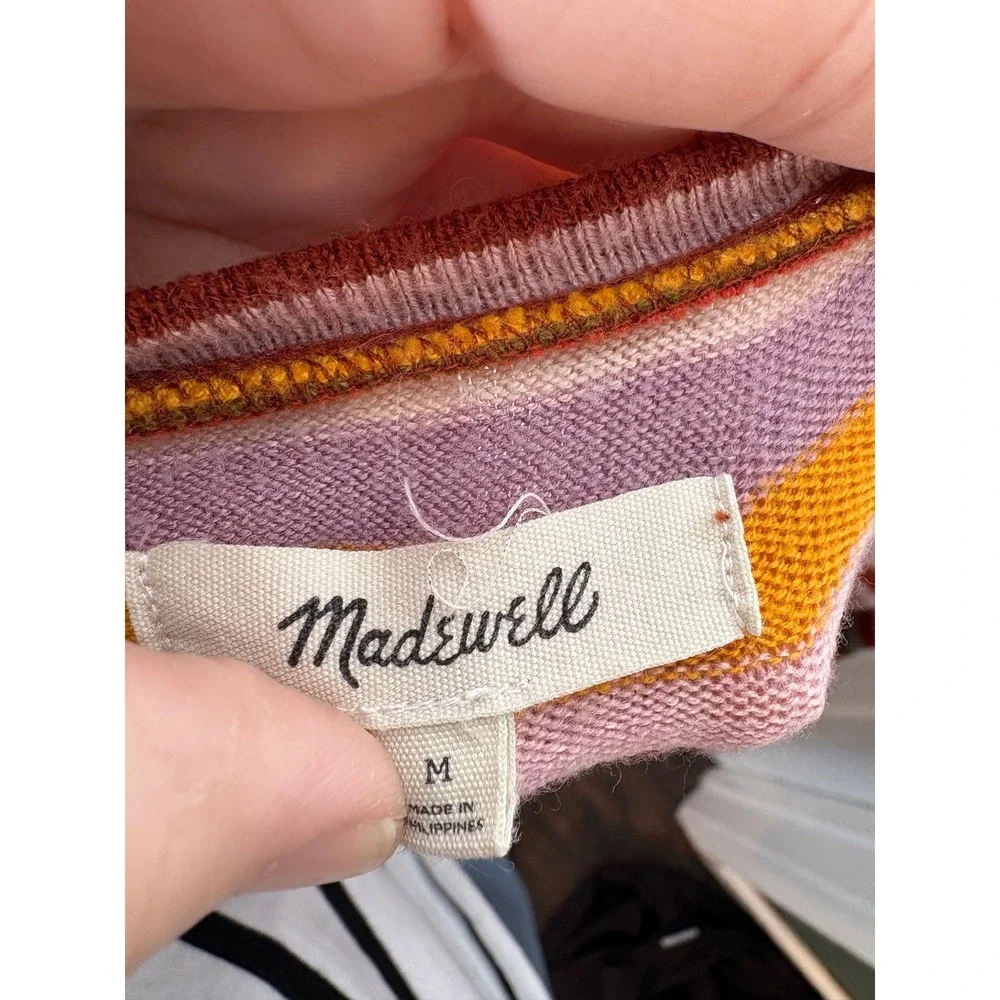 Madewell Womens Multi Color Striped Puff Sleeve Scoopneck‎ Top AG237 Size Medium